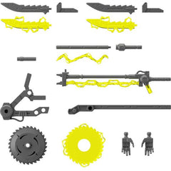 This set of plasma weapons allows you to equip your "30MM (30 Minutes Missions)" models from Bandai with electric weapons! Various forms of the weapons can be created, depending on the combination of the included parts; blade parts in both the normal and charged state are included. Flat hand parts are also included.