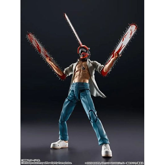 The seventh installment of the S.H.Figuarts "Chainsaw Man" series is here—CHAINSAW MAN as he appears in the "Reze Arc" movie! CHAINSAW MAN is back, now in his outfit from the "Chainsaw Man: Reze Arc" movie! He's been redesigned to match his appearance in the film and boasting even more movability, so you can immerse yourself in action scenes!