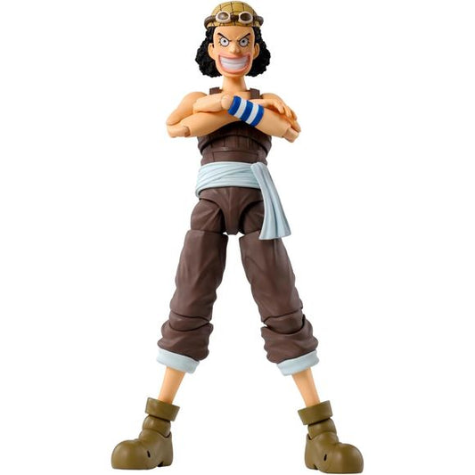 From the TV anime "ONE PIECE" comes a completely new figure of Usopp in his East Blue costume! An overwhelming range of motion allows for dynamic poses. A wide variety of optional parts are included, including a slingshot, Usopp's hammer, and goggles.