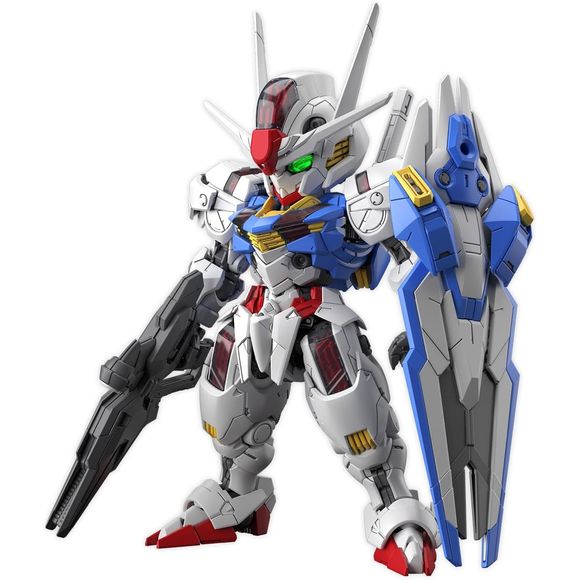 Gundam Aerial from "Mobile Suit Gundam: The Witch from Mercury" now joins Bandai's MGSD model kit series, a new high-end super-deformed (SD) brand that brings Master Grade (MG) technology to SD-style model kits!
The internal frame combines metallic silver parts and multiple molding colors to achieve a high-density design. The front armor can move upwards, ensuring a wide range of motion for the legs with multiple joints. Kneeling poses will also look more natural with the sliding movement of the exterior a