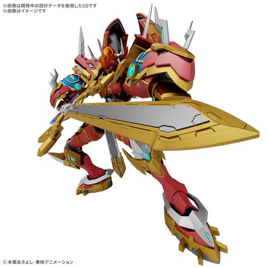KaiserGreymon from the TV anime "Digimon Frontier" is now joining the "Figure-rise Standard Amplified" model-kit lineup from Bandai! 
The model was designed with an Amplified appeal by As'Maria, with the entire body newly sculpted to emphasize its proportions and arrangement.
The main weapon, the Dragon Soul Sword, is equipped with an Amplified original gimmick!