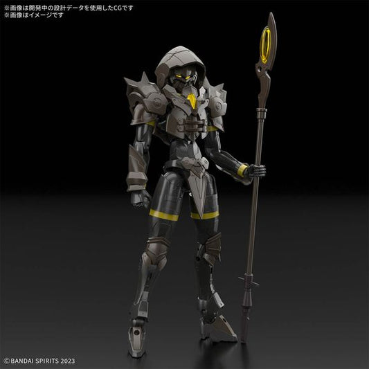 The Rosan Wizard joins the "30MF (30 Minutes Fantasy)" series from Bandai, which allows you to create your own fantasy job!
This starter set includes the base "Silhouette (body)," as well as armor and weapon parts. The Silhouette is capable of flexible human-type motion, and it can be used for any job. The head and neck have movable axes, allowing the figure to tuck its chin in, or stick its face out. The shoulder joints are designed with care to ensure that the lines of the body do not collapse, even in b