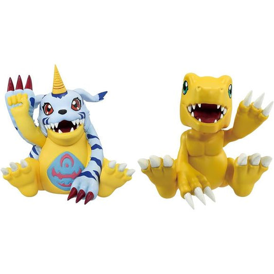 <p>Bandai is proud to announce their newest release in the fan favorite Ichibansho line of figures: Agumon & Gabumon (Clash of Light and Darkness) from the Digimon animated series is here! Standing at approximately 3" tall, the adorable Agumon and Gabumon are seen in a sitting position as they wave hi to their Digidestined partners, Tai and Matt. Digivolve your way into ordering your figure today and grow your Digimon collection in style!</p>