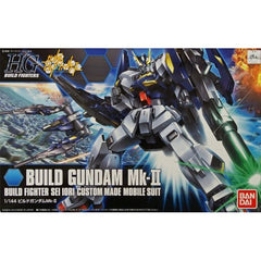 Build Sei Iori's customized Mobile Suit from Gundam Build Fighters with the Build Gundam Mk-II HG 1/144 Model Kit from Bandai Hobby! Based on the classic Gundam Mk-II, this customized version features a distinctive color scheme and upgraded equipment designed for Gunpla Battle.
The Build Gundam Mk-II comes equipped with its recognizable Build Booster Mk-II, featuring a pair of long Beam Rifles that can be positioned for a variety of combat poses. The booster can also be separated from the Mobile Suit, addi