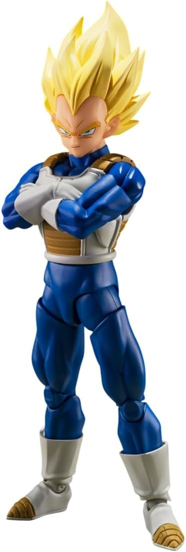 Super Saiyan Vegeta from "Dragon Ball Z," wearing his Cell Saga outfit, is now available as part of Bandai's "S.H.Figuarts" action-figure lineup with a completely new sculpt and the latest articulation technology! The figure's proportions, hair volume, and facial expressions are all carefully sculpted with painstaking attention to detail, inspired by his appearance in the original anime.