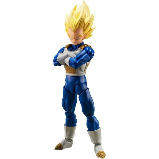 Super Saiyan Vegeta from "Dragon Ball Z," wearing his Cell Saga outfit, is now available as part of Bandai's "S.H.Figuarts" action-figure lineup with a completely new sculpt and the latest articulation technology! The figure's proportions, hair volume, and facial expressions are all carefully sculpted with painstaking attention to detail, inspired by his appearance in the original anime.