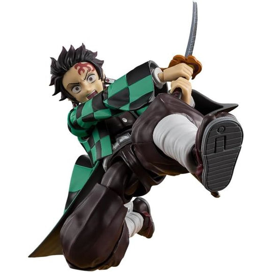 Tanjiro Kamado from "Demon Slayer: Kimetsu no Yaiba" joins the "S.H.Figuarts" action-figure series from Bandai, as seen in the Battle at Infinity Castle! He boasts an overwhelming range of motion, and comes with new interchangeable faces and accessories inspired by the Battle at Infinity Castle.