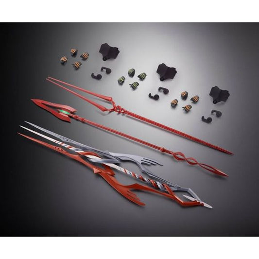 <p>To commemorate the 30th anniversary of the "Evangelion" series, this set from the Metal Build Evangelion series, which includes the Three Spears, exchangeable hand parts, and joint parts, is now available.</p>
<p>The Spear of Gaius, Spear of Cassius, and Spear of Longinus are included with 30th anniversary special-edition products. This item features coloring that gives three Spears a more solid appearance, which differs from the versions included in 30th anniversary special-edition products. Also includ