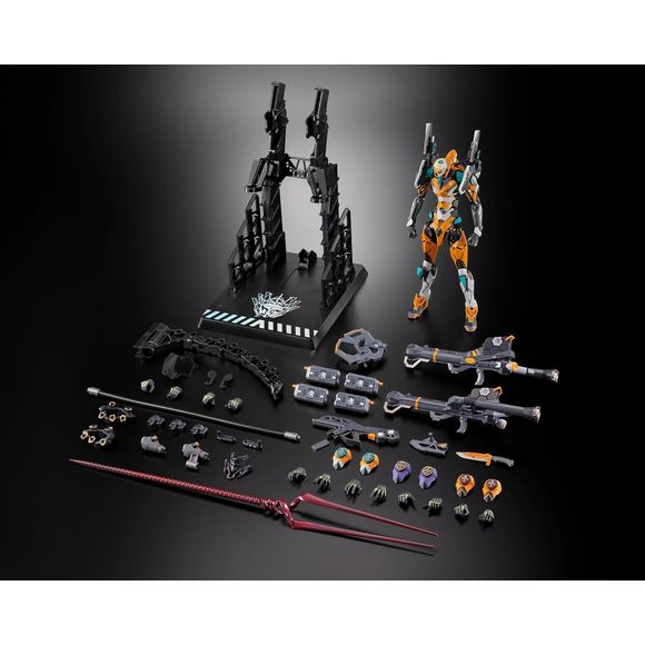 To commemorate the 30th anniversary of the "Evangelion" series, this special-edition figure, which includes a Spear of Longinus approximately 380mm in length, as well as a special stand featuring the anniversary logo, is now available!
In addition to the EVA-00 Prototype figure, the Spear of Longinus is included as well, featuring a length of approximately 380mm and a design made using clear parts and metallic paint to give it its own unique shape and texture. This special-edition product also includes a b