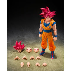 From Dragon Ball Super, Super Saiyan God Son Goku joins S.H.Figuarts with an all-new sculpt!
Goku has been realized with a brand-new sculpt that pays meticulous attention to proportions, facial expressions, and fine details. This figure incorporates newly engineered articulation developed for the S.H.Figuarts Dragon Ball series—particularly adopting the Dynamic-Movable Shoulder System (patent pending) for the shoulders. 5.7 inches (14.5cm) tall.
Includes:
Super Saiyan God Goku figure
4 Pairs of interchang