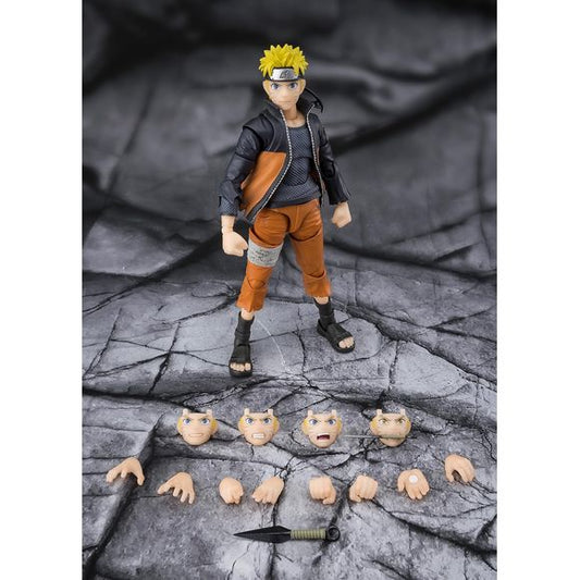 <p>From the S.H.Figuarts Naruto series comes “Naruto Uzumaki — The power born from countless connected feelings”!</p>
<p>Debuting in the S.H.Figuarts Naruto series, this “Naruto Uzumaki” evokes memories of the Fourth Great Ninja War! Includes four interchangeable facial expression parts, and among the wrist parts are interlocking fists; the “yang” seal on the right hand is finely sculpted. Also comes with a face holding a Flying Raijin kunai in the mouth and a hand-held kunai, giving you a set that lets you