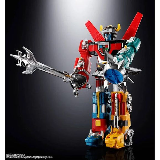 PRE-ORDER: Expected to ship in April 2027.
Celebrating the 45th anniversary of "Voltron: Defender of the Universe"! The classic CHOGOKIN Golion is back as a standard CHOGOKIN!
Poppy's standard CHOGOKIN, "Voltron: Defender of the Universe" released in 1981, is back! It can perform the "Four Lion Attack," firing its four lion heads (on both hands and feet) as missiles. It can also be equipped with a plated sword and shield in both hands. 5.9 inches tall (15cm).
Includes:
Voltron figure
Juo-ken (Ten Kings S