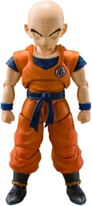 "My wife is Android 18. Jealous?"
He's back! This "S.H.Figuarts" action figure of Krillin from "Dragon Ball Z" incorporates the latest joint structure and completely new modeling! The classic "Kamehameha" pose can now be reproduced more naturally, and a kien slash effect part is included; interchangeable hands and heads are also included.