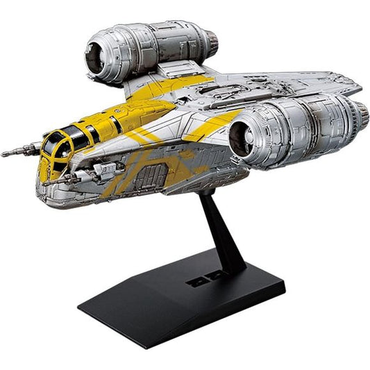 This small-scale model kit recreates the Razor Crest, the main vehicle from the upcoming Star Wars movie The Mandalorian and Grogu.
It features a new silver color scheme using metallic gloss injection and includes new marking stickers for an updated appearance. The kit is snap-fit for easy assembly and comes with a display base for dynamic posing. NO GLUE: All of the parts can be easily put together without any glue. EASY COLOR RECREATION: The one and only technology that enables four colors to be availabl