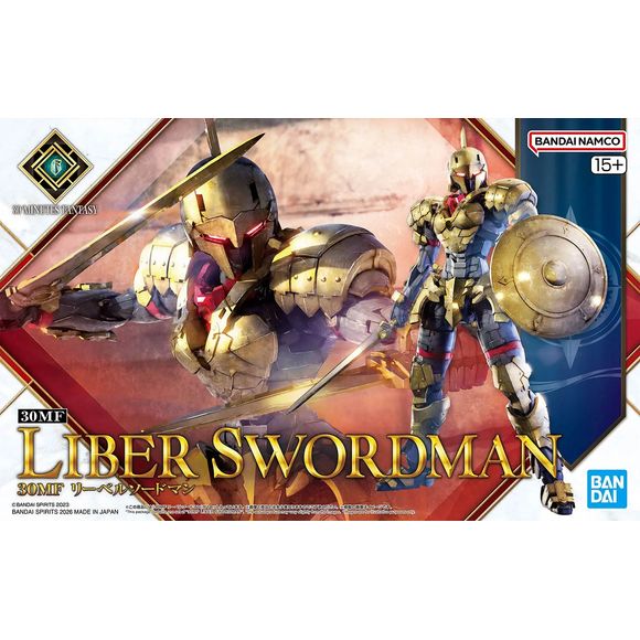 Bandai's new figure-kit series, "30MF (30 Minutes Fantasy)," debuts with the Liber Knight! This new lineup allows you to create your own fantasy-based figures and characters! The starter set includes armor and armed parts in addition to the base "silhouette" (elementary body). The "silhouette" is fully posable like a human body; movable axes are provided on the head and neck for natural flexibility. The new structure of the shoulder joint keeps the body line intact, even in bold poses. The movable parts of