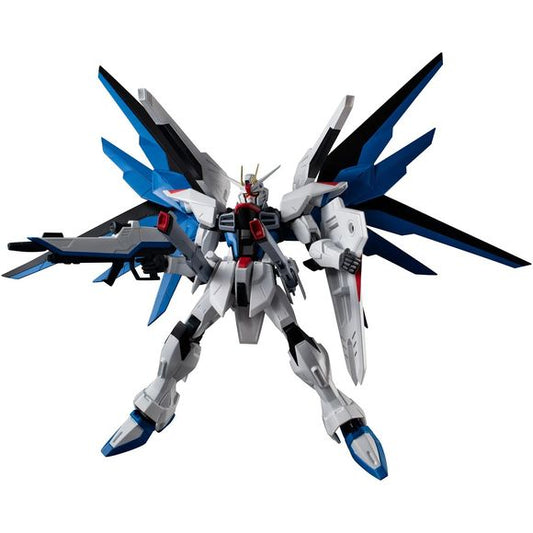 <p><strong>PRE-ORDER: Expected to ship in November 2026.</strong></p>
<p>The Freedom Gundam, a standout performer in "Mobile Suit Gundam Seed," joins Bandai's "Gundam Universe" series as a renewed edition! This figure incorporates the Universal Reaction Frame to pursue the optimal range of articulation and playability necessary to faithfully recreate scenes from the anime! It captures the suit's distinctive design while balancing ease of posing with a stylish aesthetic.</p>
<p>In addition to the Hi-MAT Mo