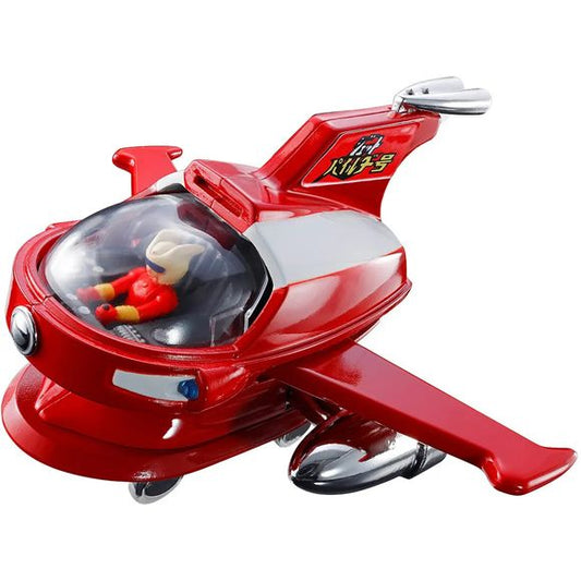 Following the release of the Hover Pileder, the upgraded Jet Pileder from Mazinger Z joins Bandai’s Popynica series!
Featuring a substantial die-cast body, the Jet Pileder is equipped with a large silver-plated jet engine that gives the compact vehicle an impressive metallic finish. The crimson wings can fold 90 degrees backward, while the left and right jet nozzles retract into the body, allowing the Jet Pileder to dock with the head of the Invincible Champion Jumbo Machineder Mazinger Z (sold separately)