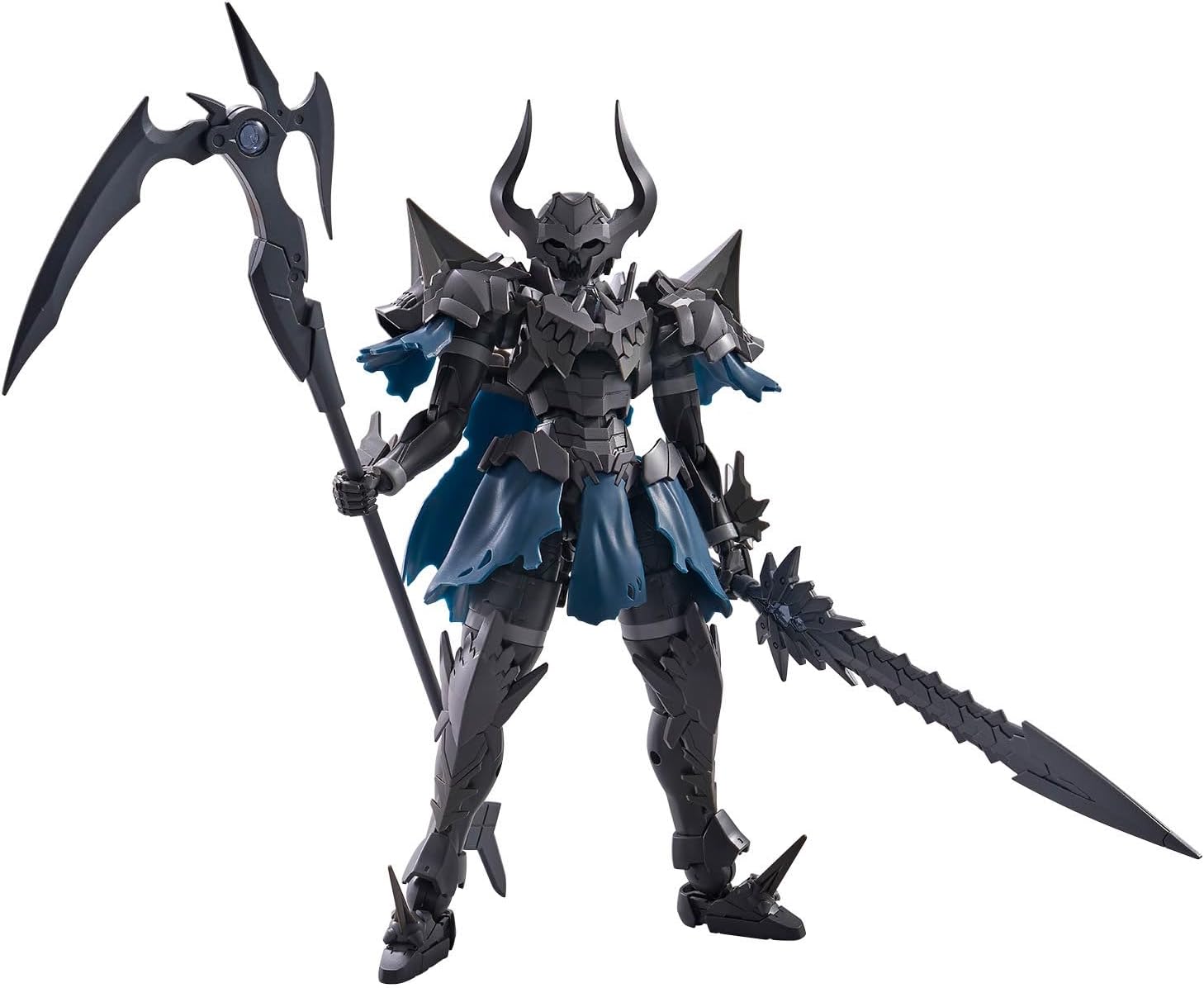 Bandai introduces the Nekros Knight into their "30MF (30 Minutes Fantasy)" model-kit lineup, where you can create your own fantasy job! The Nekros Knight is a Class III death knight who wields a giant scythe that holds the power of a sinister curse. This starter set includes the "Silhouette" (base body), as well as armor and weapon parts.
The included Silhouette has the same form as the separately sold 30MF Liber Knight.
The Silhouette is capable of flexible, human-like actions, making it suitable for any