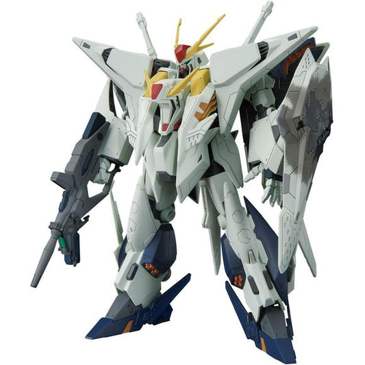 The Xi Gundam from "Mobile Suit Gundam Hathaway: The Sorcery of Nymph Circe" is now joining the 1/144-scale "HGUC" model-kit lineup from Bandai, complete with newly designed weapons! The Gundam face which appeared at the end of the film can be reproduced with interchangeable parts; a newly designed beam rifle barrel holder, damaged shield, and manipulator hands are all included. This kit can be transformed into two forms -- MS form and flight form.
