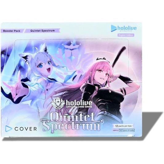 The Quintet Spectrum Booster Pack is now here!
Your oshis like Shirakami Fubuki, Houshou Marine, and more are now on holomem and Oshi holomem cards!
What's more? These booster packs have the all-new Purple Attribute! There are now so many more deck construction options and strategies at your disposal!
Pair it up with any of the three Start Deck types released together with this booster pack, and create your very own unique deck!
Featured Talents:
Oshi holomem Card
Shirakami Fubuki / Murasaki Shion / Houshou