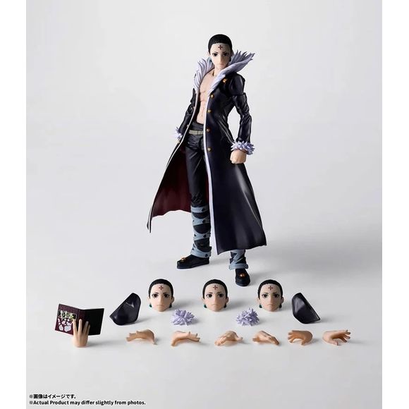 PRE-ORDER: Expected to ship in March 2027.
The cool appearance of the Phantom Troupe’s leader is recreated just as imagined in the series! The leader of the Phantom Troupe, notorious across the world, is recreated with a variety of facial expression parts, the conjured book, and interchangeable hand parts. You can reproduce many scenes from the series, including Nen-activating action poses and his iconic pose with a hand inside his cloak. 6.1 inches (15.5cm) tall.
Includes:
Chrollo Lucilfer figure
3 Inter