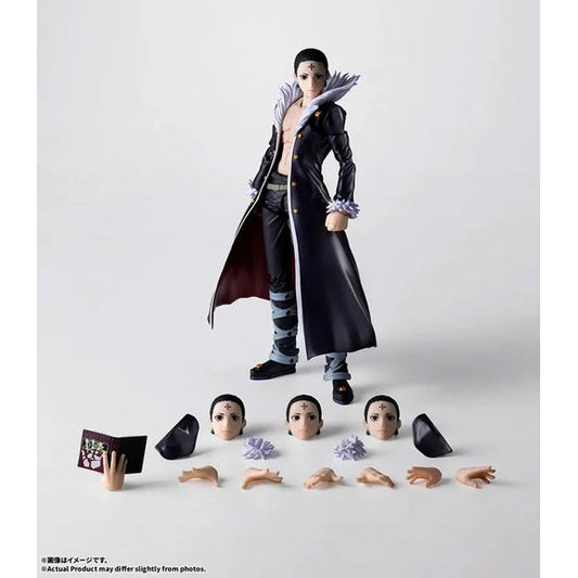 PRE-ORDER: Expected to ship in March 2027.
The cool appearance of the Phantom Troupe’s leader is recreated just as imagined in the series! The leader of the Phantom Troupe, notorious across the world, is recreated with a variety of facial expression parts, the conjured book, and interchangeable hand parts. You can reproduce many scenes from the series, including Nen-activating action poses and his iconic pose with a hand inside his cloak. 6.1 inches (15.5cm) tall.
Includes:
Chrollo Lucilfer figure
3 Inter