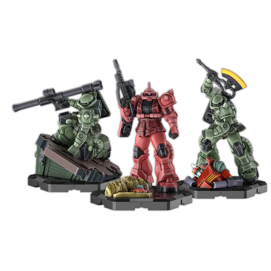 <p><strong>PRE-ORDER: Expected to ship in March 2027.</strong></p>
<p>Recreate legendary battles from the original Mobile Suit Gundam with GUNDAM ASSEMBLE Scenario Pack 01. This expansion features three highly detailed approximately 50mm-scale miniatures: Char's Zaku II, Zaku II, and a Zaku II Heavy Weapons unit with battlefield terrain. Perfect for recreating classic One Year War scenes or adding iconic Zeon forces to your tabletop collection.</p>
<p>Designed for the GUNDAM ASSEMBLE tabletop miniatures g