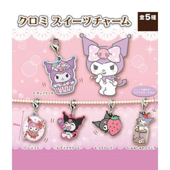 Sanrio Kuromi Sweets Charm Gashapon Capsule Collection features: Chocolate Kuromi, Ice Cream Kuromi, Strawberry Kuromi, and Drink Kuromi
This contains one random charm in a gashapon ball.