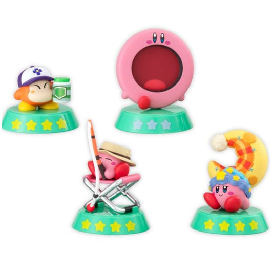 Kirby: Right Back at Ya! Vol. 05, there are four different figures to collect and trade: Waddle Dee Item Shop Ver., Open Mouth Kirby, Fishing Pond Kirby, & Deep Sleep Kirby
This contains one random figure in a gashapon ball.