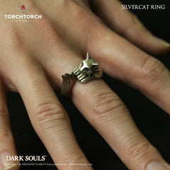 First 4 Figures Dark Souls Ring-Kollektion: Silberner Katzenring (Herren Größe 10-10.5)