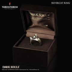 First 4 Figures Dark Souls Ring-Kollektion: Silberner Katzenring (Herren Größe 10-10.5)