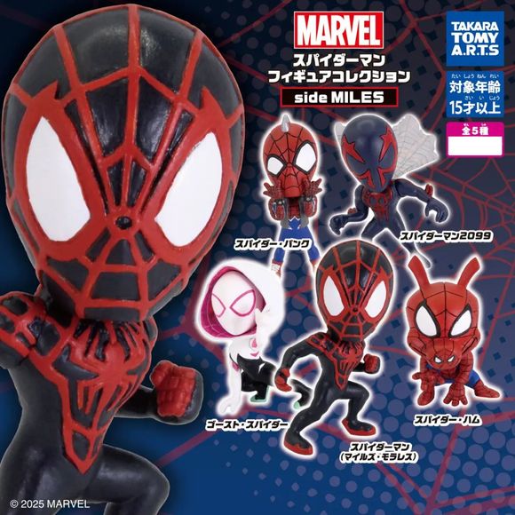 Collect all 5 figures!: Spider-Man (Miles Morales), Spider-Gwen, Spider-punk, Spider-Ham, & Spider-Man 2099
You will receive 1 random