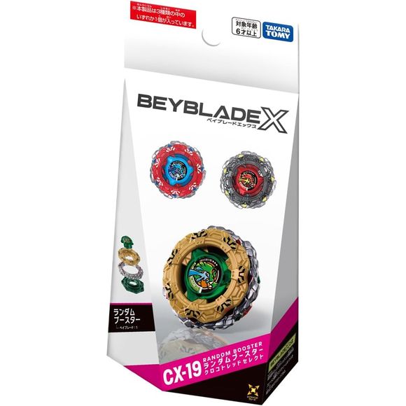 <p>Add a new defense-focused Beyblade to your collection with the <strong>Takara Tomy Beyblade X CX-19 Random Booster Croco Tread Select</strong>!</p>
<p>Each CX-19 Random Booster contains <strong>one of three color variations</strong> of Croco Tread TQ5-50GN. The included version is selected at random, making each box a fun surprise for collectors and players.</p>
<p>Croco Tread TQ5-50GN is a right-spin Defense-type Beyblade designed to absorb and disperse attacks from multiple directions. Its low-profil