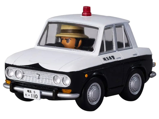 <p><strong>PRE-ORDER: Expected to ship in July 2027.</strong></p>
<p>Recreate the charming vehicles of <em>Lupin III: The Castle of Cagliostro</em> with the Q VILLAGE QV-09 Nissan Bluebird Patrol Car from Takara Tomy!</p>
<p>Q VILLAGE combines cute, stylized proportions with recognizable vehicle details for a compact display collectible. This set includes the Nissan Bluebird Patrol Car and a character mini figure that can be seated inside the vehicle.</p>
<p><strong>Product Features:</strong></p>
<ul>
<li>B