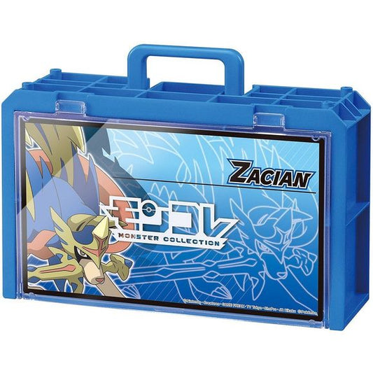 Takara Tomy brings to you this "Moncolle World" Moncollection Case Zacian Ver.! Six MS-sized monsters (not included with this product) can be stored and you can decorate or arrange the monsters in any way you want! The cover board with the "Zacian" design is removable, and the backside of it is a battlefield pattern so you can enjoy posing your Pokemons as if they are in a battle.
You can also display your Mon Collection Cases by stacking them together.
Monkore and Mon Collection Case Zamazenta ver. are