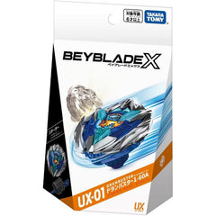 DranBuster 1-60A is an Attack Type Beyblade released by Takara Tomy. DranBuster is an Attack Type Blade with an overall blocky shape. The Gear Chip features a dragon head shooting a fireball.
As part of the Unique Line, DranBuster has resin Launcher Hooks instead of metal ones, which increase Outward Weight Distribution (OWD). In addition, it features an Unique Line gimmick: a "large sword" tip-like protrusion on the bottom of DranBuster acts as the primary contact point and namesake. This creates an imbal