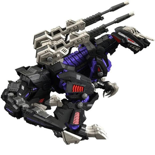 <p><strong>PRE-ORDER: Expected to ship in July 2027.</strong></p>
<p>From <em>Zoids</em> comes the return of the Geno Saurer as part of Takara Tomy's Realize Model series!</p>
<p>This 1/100 scale action plastic model kit uses a specially designed articulation system to recreate dynamic poses unique to the bipedal dinosaur-type Zoid. The tail fins can deploy for its Charged Particle Cannon firing form, while weapons throughout the body are articulated for a variety of battle displays.</p>
<p>Effect parts are