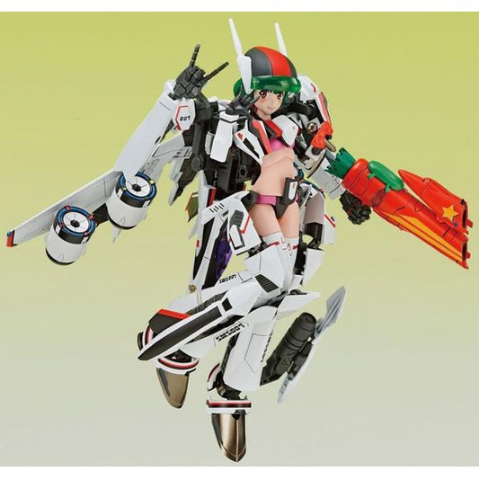 The latest VF Girl is none other than the Super Dimension Cinderella herself, Ranka Lee. Based on the anime Macross Frontier, Aoshima brings a model kit of Ranka Lee. This kit creates a highly articulated and customizable display. Ranka Lee can be displayed piloting her jet in various ways or she can be standing beside the variable fighter. With several accessories, hand parts, and faceplates, this model kit is sure to make a great addition to any Macross collection! 5.9 inches (15cm) tall.

(((Figure stand