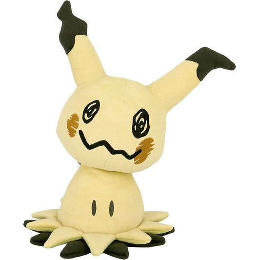 Mimikyu is a small Pokémon whose body is almost entirely hidden under an old rag. Its small size makes it one of the shortest Ghost types.  A lonely Pokémon, Mimikyu is always covered by its disguise. It is unknown what Mimikyu's true appearance looks like. However, glimpses of it are seen, such as its claw, its underside, and its eyes. Since this Pokémon is weakened by sunlight, it is rumored that the veil is used for protection.  Approx. Size: 13"H (33cm) x 10.43"W (26.5cm) x 9.44"D (24cm)