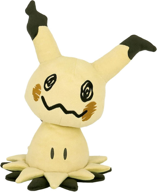 Mimikyu is a small Pokémon whose body is almost entirely hidden under an old rag. Its small size makes it one of the shortest Ghost types. A lonely Pokémon, Mimikyu is always covered by its disguise. It is unknown what Mimikyu's true appearance looks like. However, glimpses of it are seen, such as its claw, its underside, and its eyes. Since this Pokémon is weakened by sunlight, it is rumored that the veil is used for protection. Approx. Size: 13"H (33cm) x 10.43"W (26.5cm) x 9.44"D (24cm)