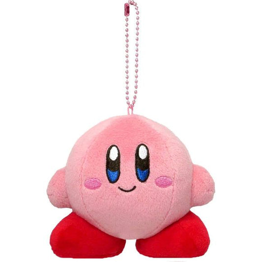 An adorable plush kirby keychain that is approximately 11cm x 10cm x 7cm.  Great for backpacks or keychains!