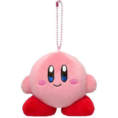 An adorable plush kirby keychain that is approximately 11cm x 10cm x 7cm. Great for backpacks or keychains!