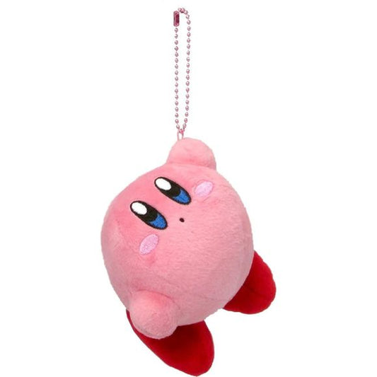 An adorable plush kirby keychain that is approximately 10cm x 10cm x 7.5cm.  Great for backpacks or keychains!