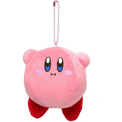 An adorable plush kirby keychain that is approximately 10cm x 10cm x 8.5cm. Great for backpacks or keychains!