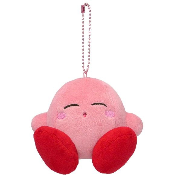 An adorable plush kirby keychain that is approximately 10cm x 10cm x 8.5cm. Great for backpacks or keychains!