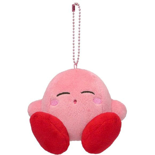 An adorable plush kirby keychain that is approximately 10cm x 10cm x 8.5cm.  Great for backpacks or keychains!