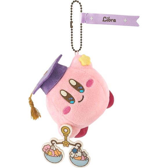 An adorable plush kirby keychain that is approximately 12cm x 9.5cm x 11cm. Great for backpacks or keychains!