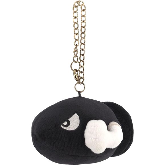 An adorable plush Bullet Bill keychain that is approximately W9 x D10 x H6cm.  Great for backpacks or keychains!