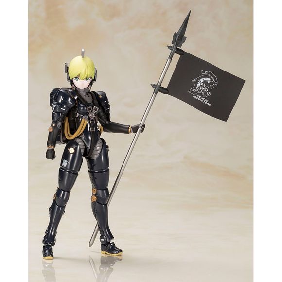 Ludens, the symbolic character for game creator Hideo Kojima’s very own company, Kojima Productions, will be released as a beautiful girl model kit in a black color variant! This model kit was based on an original design by art director Yoji Shinkawa.
Product Specifications:
・The new color design applies to the body, hair, eye color, and skin tone.
・The Spear Flag included is decorated with the Kojima Productions logo.
・Two variants of the flag are included: clear green, black
・This model comes wi