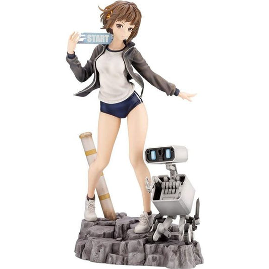 From the simulation adventure game developed by Vanillaware and published by Atlus, 13 Sentinels: Aegis Rim, Natsuno Minami and BJ will be joining the Kotobukiya ARTFX J series!

The base and delicate colors of the figure were carefully selected in order to recreate scenes in the game where she heads to battle. 

Natsuno Minami’s healthy physique and clear skin that can be seen peeking out from underneath her gym clothes are a must-see quality! Natsuno comes with two hand parts - one with the [START] ef